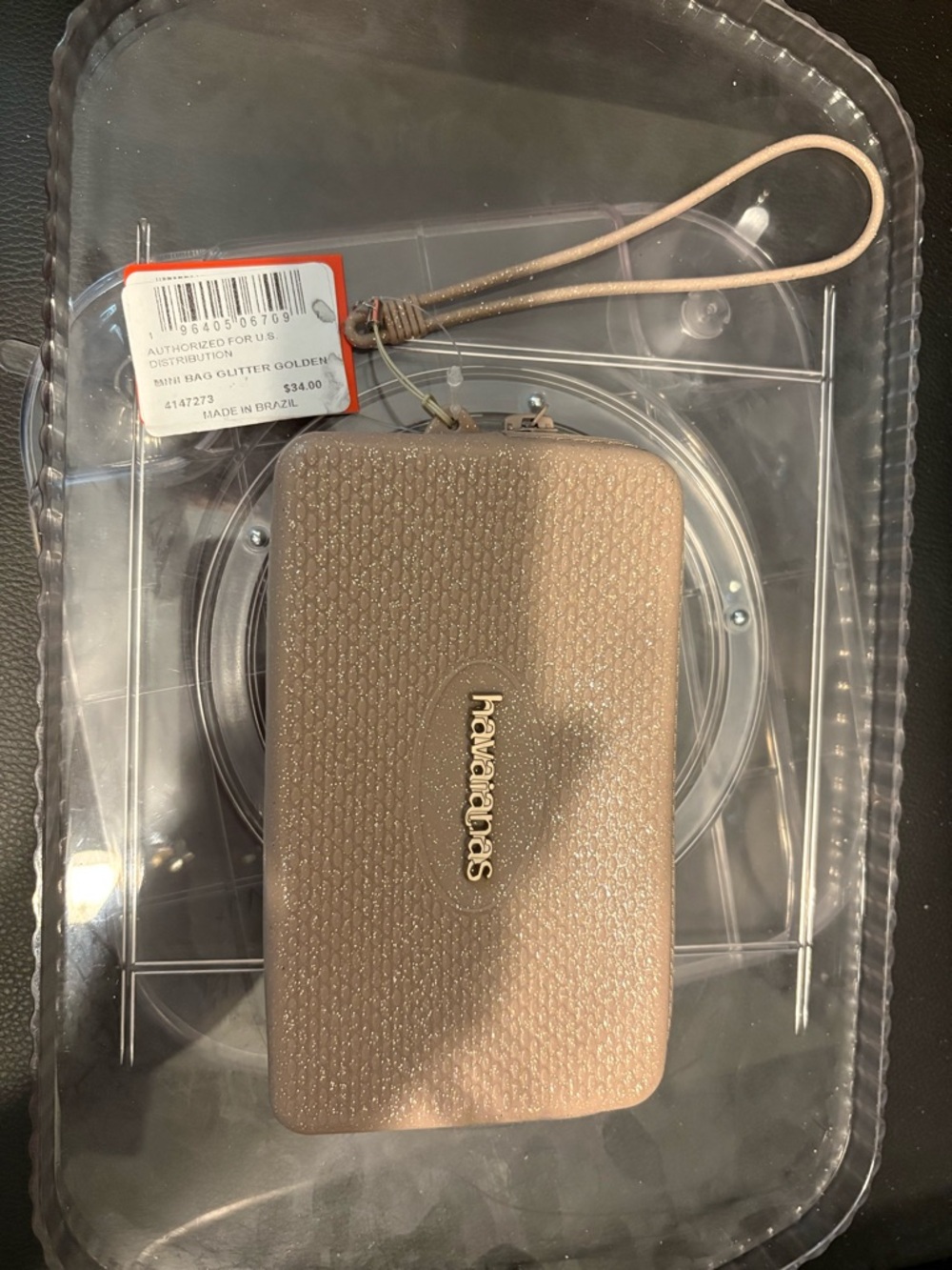 Havaianas Gold Glitter Wristlet Phone Case with Strap